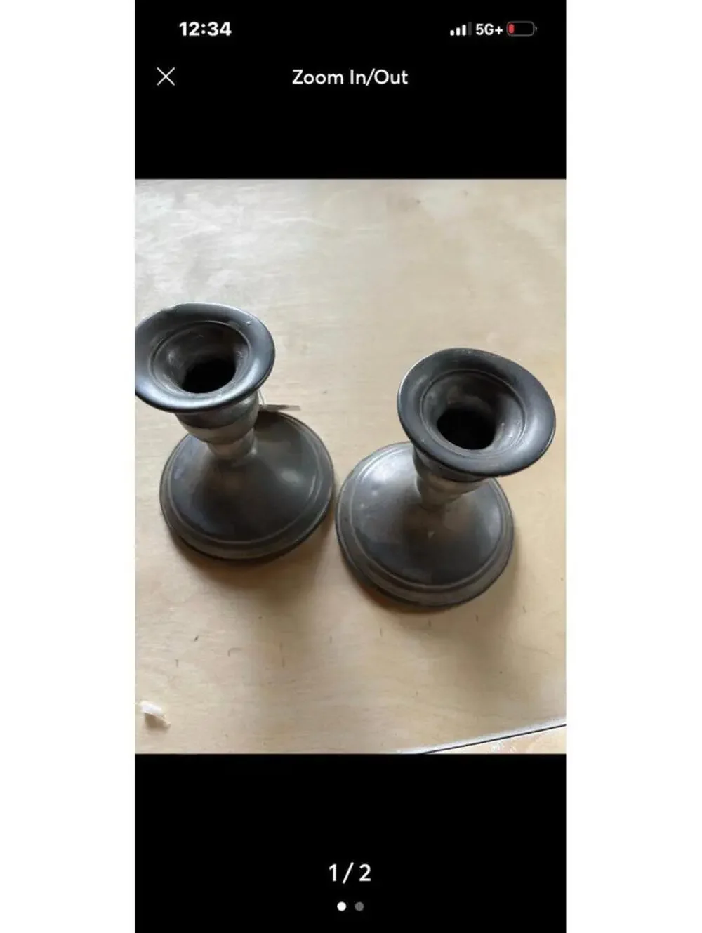 INTERNATIONAL PEWTER MATCHING CANDLESTICKS Set of 2